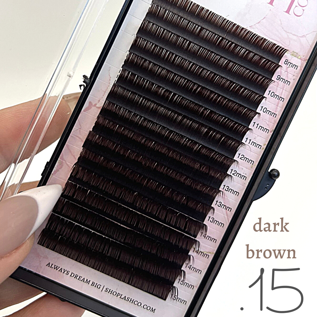 Dark Brown Flat Classic Lash Trays - 0.15 Diameter