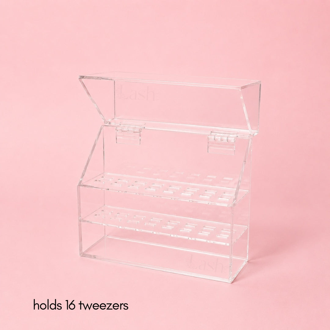 Clear Acrylic 16-Tweezer Stand