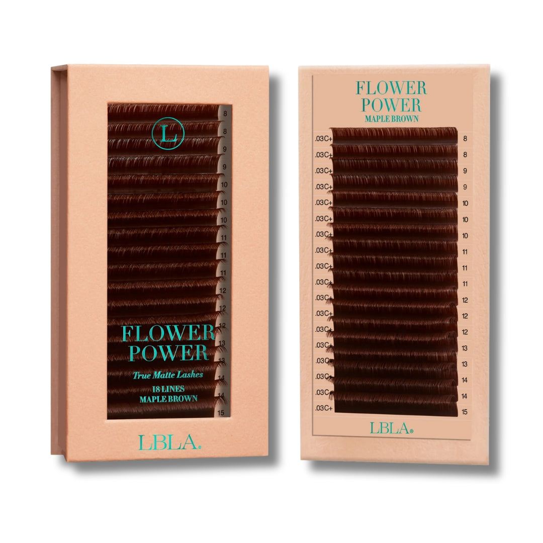 Lashbox LA Flower Power True Matte Lashes 0.03mm - Maple Brown Lash Extensions