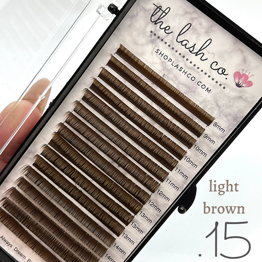 Light Brown Flat (Split Tip) Matte Lash Trays - 0.15 Diameter