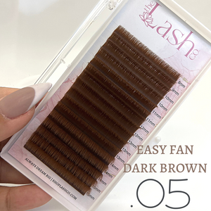 Light Brown Easy Fan Dark Silk Volume Lash Trays - .05 Diameter